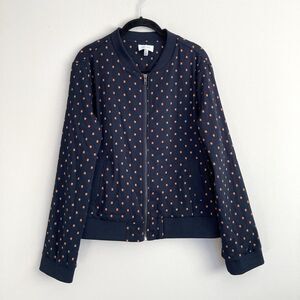 Anthropologie Harlyn Womens Full Zip Jacket Navy Orange Size XL Pockets Casual